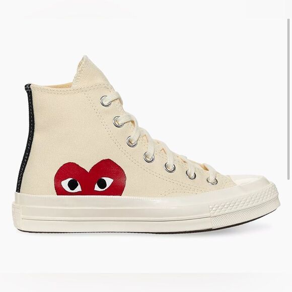 Come Des Garçons PLAY Converse Chuck Taylor Hidden Heart High Top Sneaker W11 M9 - Picture 1 of 15